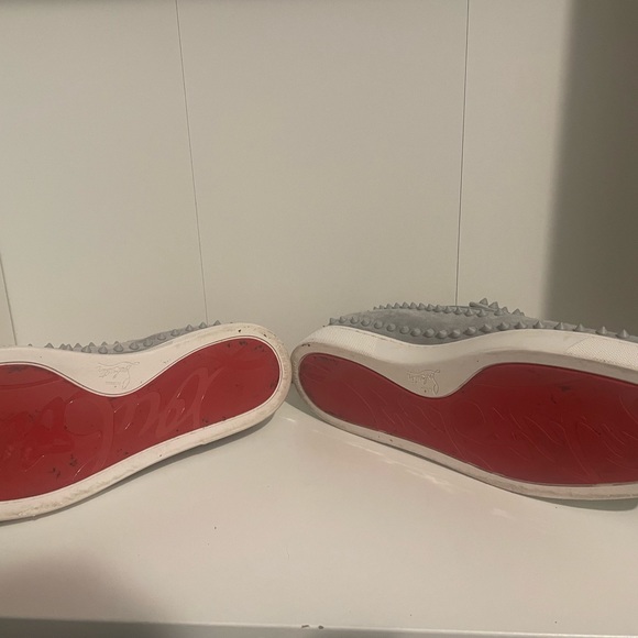 Christian Louboutin Grey Suede Spike Sneakers - Picture 3 of 5